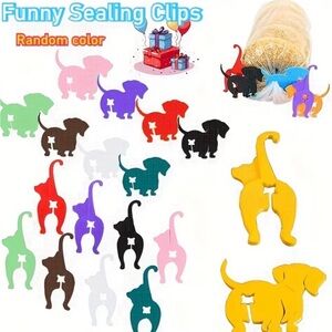 Colorful Cat and Dog Bag Clips 2 Pieces 1 Cat Clip & 1 Dog Clip, Random Colors